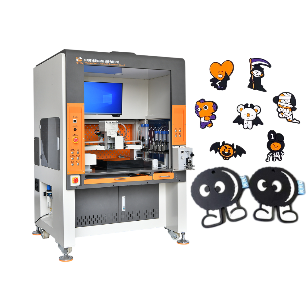 soft pvc rubber patch filling machine for name badge creation